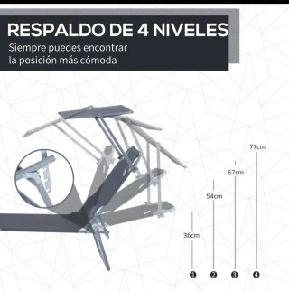 Tumbona plegable jardín con toldo