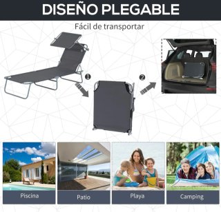 Tumbona plegable jardín con toldo