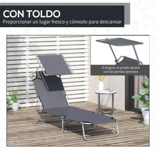 Tumbona plegable jardín con toldo