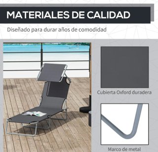 Tumbona plegable jardín con toldo