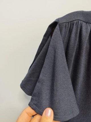 Abito donna lungo blu con bottoni gioiello