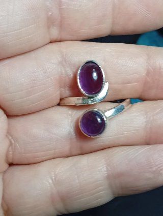 Anillo Plata Ley Ajustable Amatista