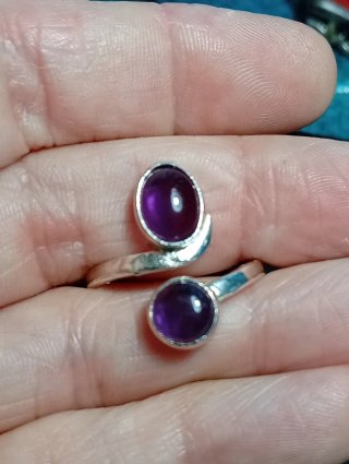 Anillo Plata Ley Ajustable Amatista