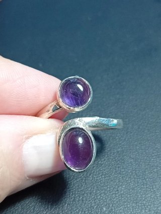 Anillo Plata Ley Ajustable Amatista