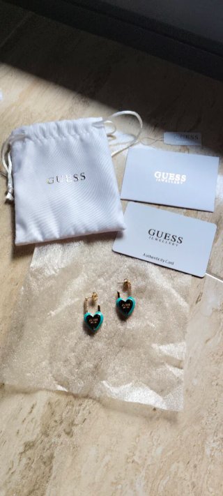 Pendientes Guess Corazón Turquesa y Dorado