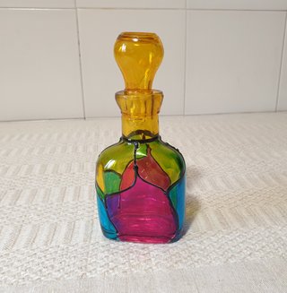 Bottiglia profumo vetro colorato stile Tiffany '70