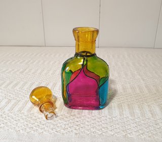 Bottiglia profumo vetro colorato stile Tiffany '70