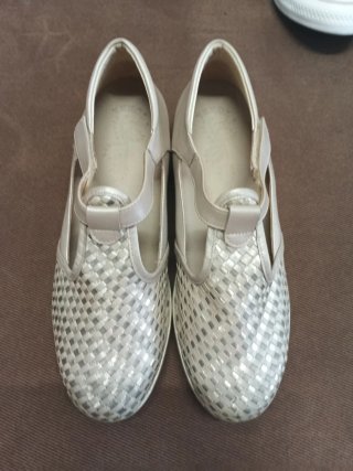 Zapatos de mujer azul y plateado