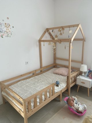 Solo esta semana.cama tipo casita d madera+colchon