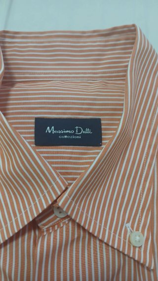 Camisa Massimo Dutti Naranja Rayas Manga Larga