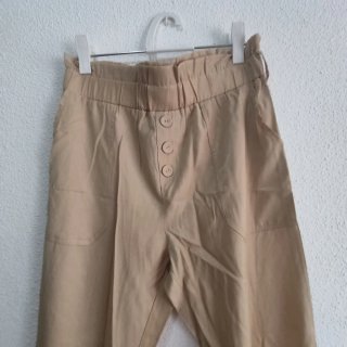 Pantalón largo beige fresquito cintura ancha