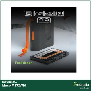 Muse M132WM reproductor cassette bluetooth batería