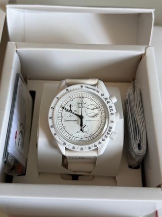 Omega Swatch Speedmaster Moonwatch Blanco