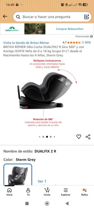 Silla niños Coche Britax Römer Isofix 0-18kg