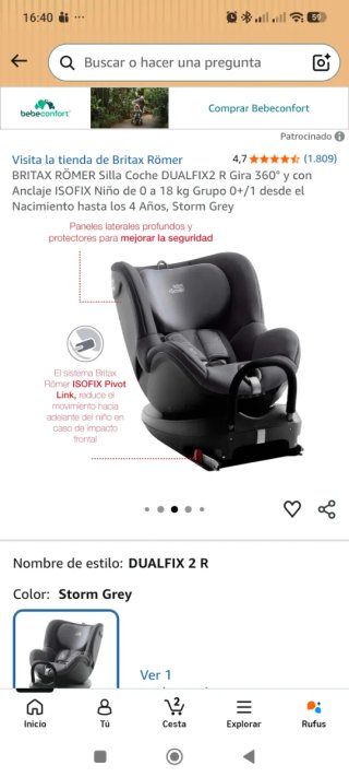 Silla niños Coche Britax Römer Isofix 0-18kg