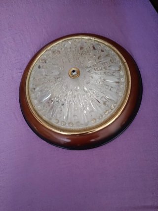 Plafón techo vintage cristal esmerilado madera