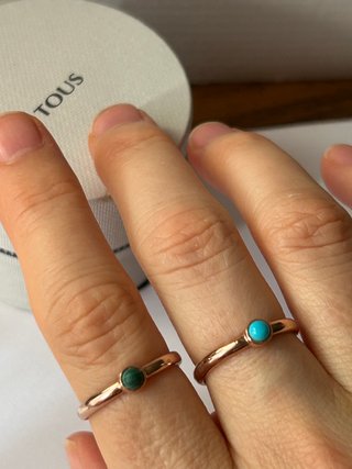 2Anillos Tous oro rosa 18kt verm., piedra Turquesa