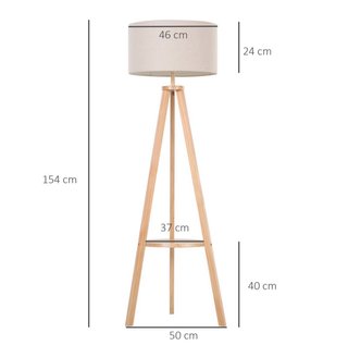 Lámpara Pie Trípode Madera