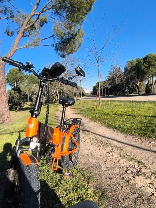 Bicicleta Eléctrica Naranja Plegable