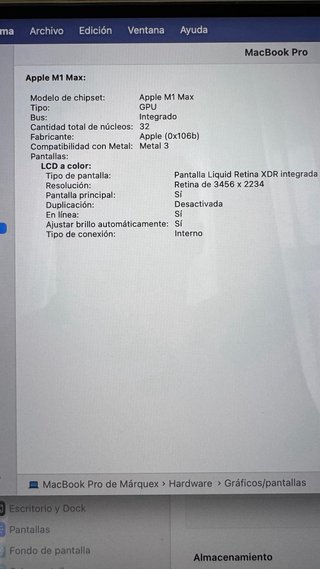 MacBook Pro 16 M1 Max 64GB 1TB SSD Gris Espacial