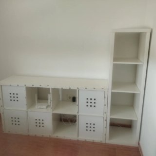 Mueble blanco brillo 5 cubos 4x2 + estanteria 1x4