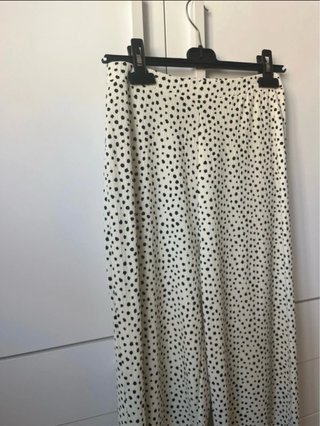 Pantalón lino blanco lunares negros nuevo