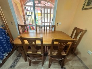 Mesa extensible madera + 6 sillas