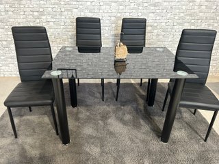 Mesa cristal y 4 sillas polipiel