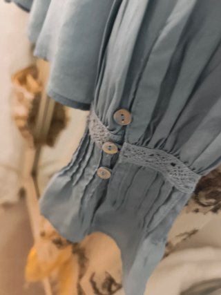 Blusa Zara Azul Cielo Seda Talla