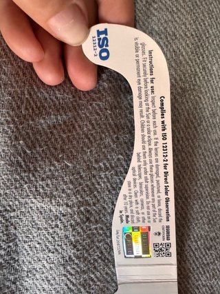 Gafas de eclipse solar ISO 12312-2