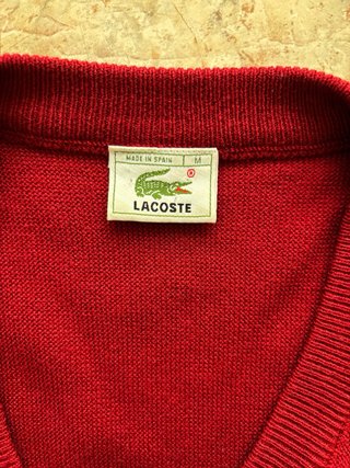 Jersey Lacoste Vintage Granate Cuello Pico Talla M