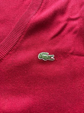 Jersey Lacoste Vintage Granate Cuello Pico Talla M