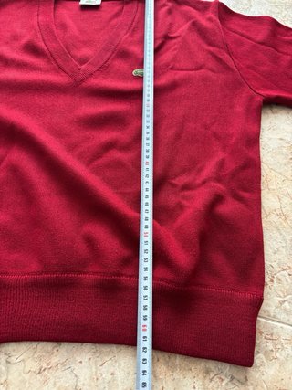 Jersey Lacoste Vintage Granate Cuello Pico Talla M