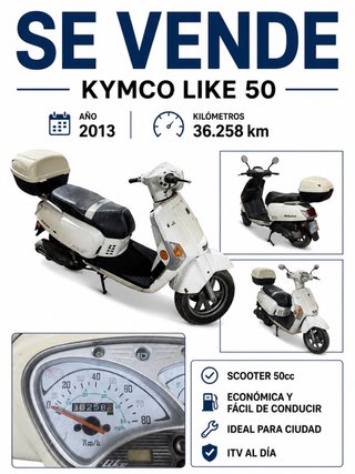 Kymco Like 50 Scooter 2013 - 36.258 km