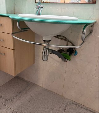 Mueble de baño completo madera y cristal