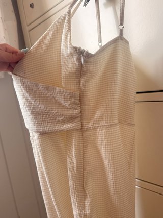 Mono tirantes pierna ancha beige