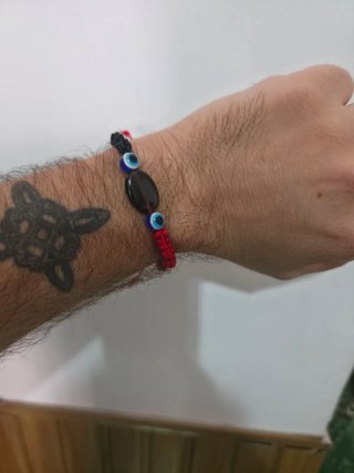 Pulsera Hilo Cuarzo Ahumado Ojo Turco