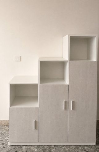 Mueble Estantería Modular Blanco y Gris