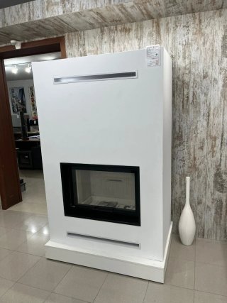 Chimenea moderna leña cristal y metal