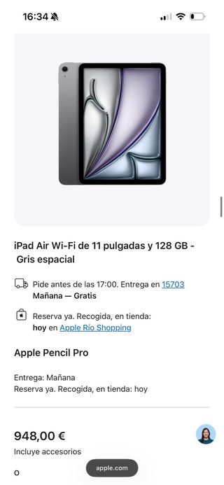 iPad Air M3 128GB Gris Espacial + Apple Pencil Pro