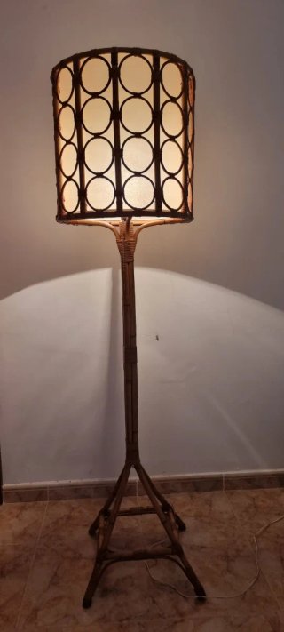 Lámpara de pie y apliques bambú vintage
