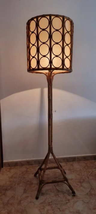 Lámpara de pie y apliques bambú vintage
