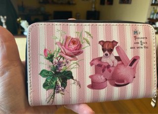 Portamonete con cagnolino e rose