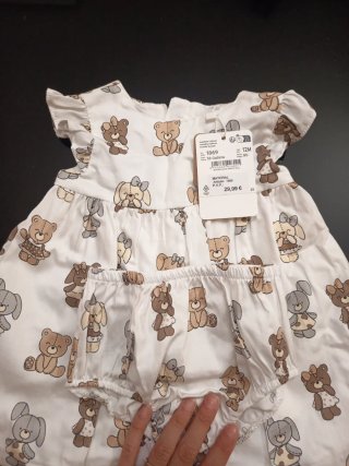 Vestido y braguita niña estampado ositos