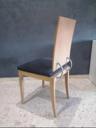 Mesa comedor cristal y 6 sillas madera