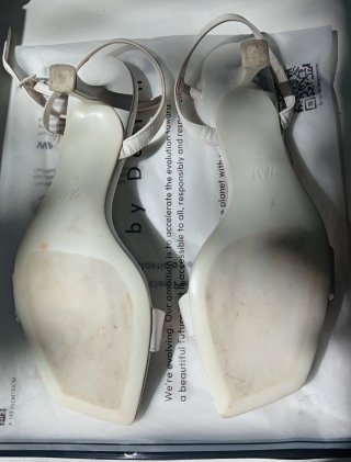 Sandalias H&M Tira Tobillo Tacon Fino Blancas T40
