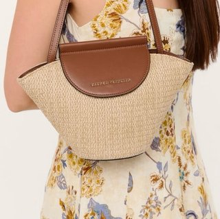 Bolso Rafia y Piel Sandra Freckled