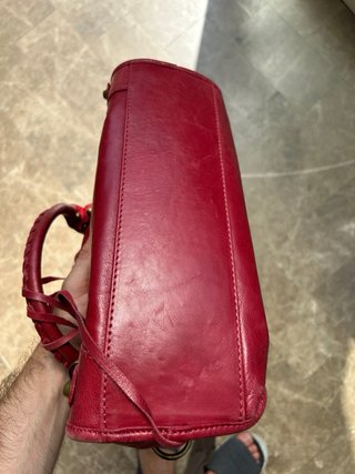 City bag style motorcycle vera pelle rosso sangue