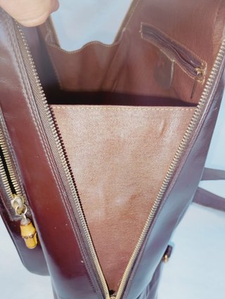 Mochila Gucci Bamboo Charol Burdeos Vintage