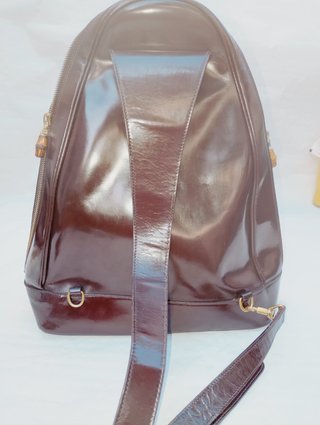 Mochila Gucci Bamboo Charol Burdeos Vintage